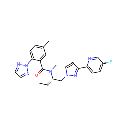 CC[C@@H](Cn1ccc(-c2ccc(F)cn2)n1)N(C)C(=O)c1cc(C)ccc1-n1nccn1 ZINC000210460423