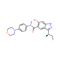 CC[C@@H](F)c1n[nH]c2cc(O)c(C(=O)N(C)c3ccc(N4CCOCC4)cc3)cc12 ZINC001772630917