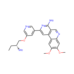 CC[C@@H](N)COc1cncc(-c2cc3c(cnc4cc(OC)c(OC)cc43)c(N)n2)c1 ZINC000049112069