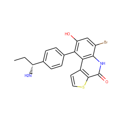 CC[C@@H](N)c1ccc(-c2c(O)cc(Br)c3[nH]c(=O)c4sccc4c23)cc1 ZINC000165042365