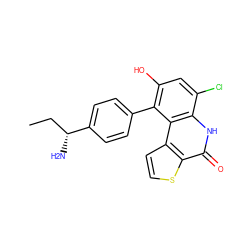 CC[C@@H](N)c1ccc(-c2c(O)cc(Cl)c3[nH]c(=O)c4sccc4c23)cc1 ZINC000149816962