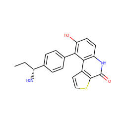 CC[C@@H](N)c1ccc(-c2c(O)ccc3[nH]c(=O)c4sccc4c23)cc1 ZINC000150202986