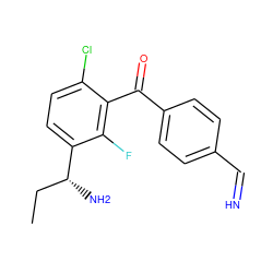 CC[C@@H](N)c1ccc(Cl)c(C(=O)c2ccc(C=N)cc2)c1F ZINC001772572243