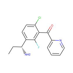 CC[C@@H](N)c1ccc(Cl)c(C(=O)c2ccccn2)c1F ZINC001772626017