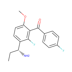 CC[C@@H](N)c1ccc(OC)c(C(=O)c2ccc(F)cc2)c1F ZINC001772653776