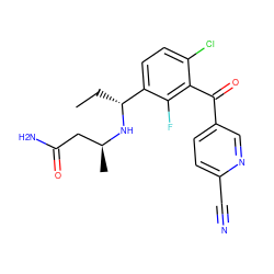 CC[C@@H](N[C@@H](C)CC(N)=O)c1ccc(Cl)c(C(=O)c2ccc(C#N)nc2)c1F ZINC001772649498