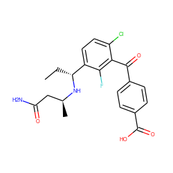 CC[C@@H](N[C@@H](C)CC(N)=O)c1ccc(Cl)c(C(=O)c2ccc(C(=O)O)cc2)c1F ZINC000220717841