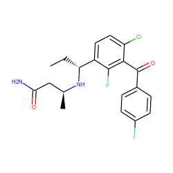 CC[C@@H](N[C@@H](C)CC(N)=O)c1ccc(Cl)c(C(=O)c2ccc(F)cc2)c1F ZINC001772607030