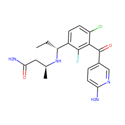 CC[C@@H](N[C@@H](C)CC(N)=O)c1ccc(Cl)c(C(=O)c2ccc(N)nc2)c1F ZINC000205796701