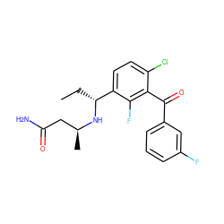 CC[C@@H](N[C@@H](C)CC(N)=O)c1ccc(Cl)c(C(=O)c2cccc(F)c2)c1F ZINC001772653346