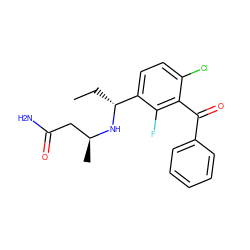 CC[C@@H](N[C@@H](C)CC(N)=O)c1ccc(Cl)c(C(=O)c2ccccc2)c1F ZINC000207193125