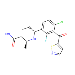 CC[C@@H](N[C@@H](C)CC(N)=O)c1ccc(Cl)c(C(=O)c2ccns2)c1F ZINC001772580001