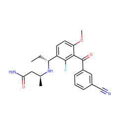 CC[C@@H](N[C@@H](C)CC(N)=O)c1ccc(OC)c(C(=O)c2cccc(C#N)c2)c1F ZINC001772642349