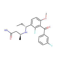 CC[C@@H](N[C@@H](C)CC(N)=O)c1ccc(OC)c(C(=O)c2cccc(F)c2)c1F ZINC001772621077