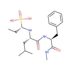 CC[C@@H](N[C@@H](CC(C)C)C(=O)N[C@@H](Cc1ccccc1)C(=O)NC)P(=O)(O)O ZINC000013733540