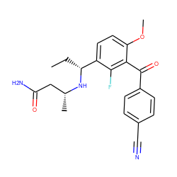 CC[C@@H](N[C@H](C)CC(N)=O)c1ccc(OC)c(C(=O)c2ccc(C#N)cc2)c1F ZINC001772590664