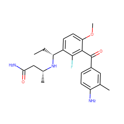 CC[C@@H](N[C@H](C)CC(N)=O)c1ccc(OC)c(C(=O)c2ccc(N)c(C)c2)c1F ZINC001772640853