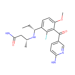 CC[C@@H](N[C@H](C)CC(N)=O)c1ccc(OC)c(C(=O)c2ccc(N)nc2)c1F ZINC001772645080