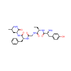 CC[C@@H](NC(=O)[C@@H](N)Cc1ccc(O)cc1)C(=O)NCC(=O)N[C@@H](Cc1ccccc1)C(=O)N[C@@H](CC(C)C)C(N)=O ZINC000029223795