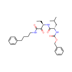 CC[C@@H](NC(=O)[C@H](CC(C)C)NC(=O)OCc1ccccc1)C(=O)C(=O)NCCCCc1ccccc1 ZINC000013833763