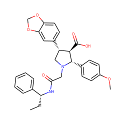 CC[C@@H](NC(=O)CN1C[C@H](c2ccc3c(c2)OCO3)[C@@H](C(=O)O)[C@@H]1c1ccc(OC)cc1)c1ccccc1 ZINC000027196450