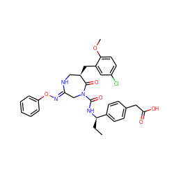 CC[C@@H](NC(=O)N1C/C(=N/Oc2ccccc2)NC[C@@H](Cc2cc(Cl)ccc2OC)C1=O)c1ccc(CC(=O)O)cc1 ZINC000169707603