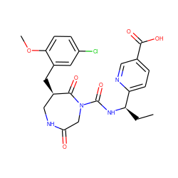 CC[C@@H](NC(=O)N1CC(=O)NC[C@@H](Cc2cc(Cl)ccc2OC)C1=O)c1ccc(C(=O)O)cn1 ZINC000096272349