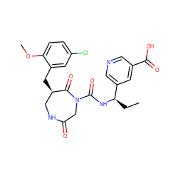 CC[C@@H](NC(=O)N1CC(=O)NC[C@@H](Cc2cc(Cl)ccc2OC)C1=O)c1cncc(C(=O)O)c1 ZINC000096272348