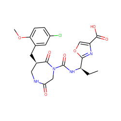 CC[C@@H](NC(=O)N1CC(=O)NC[C@@H](Cc2cc(Cl)ccc2OC)C1=O)c1nc(C(=O)O)co1 ZINC000096272311