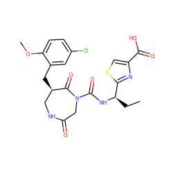 CC[C@@H](NC(=O)N1CC(=O)NC[C@@H](Cc2cc(Cl)ccc2OC)C1=O)c1nc(C(=O)O)cs1 ZINC000096272344