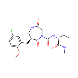 CC[C@@H](NC(=O)N1CC(=O)NC[C@H](Cc2cc(Cl)ccc2OC)C1=O)C(=O)NC ZINC000096272342