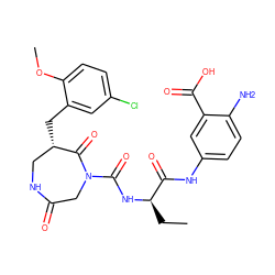 CC[C@@H](NC(=O)N1CC(=O)NC[C@H](Cc2cc(Cl)ccc2OC)C1=O)C(=O)Nc1ccc(N)c(C(=O)O)c1 ZINC000096272320