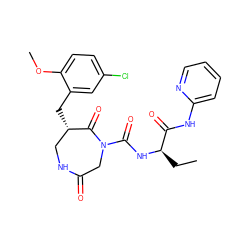 CC[C@@H](NC(=O)N1CC(=O)NC[C@H](Cc2cc(Cl)ccc2OC)C1=O)C(=O)Nc1ccccn1 ZINC000096272332