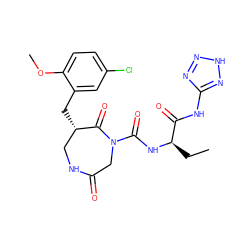 CC[C@@H](NC(=O)N1CC(=O)NC[C@H](Cc2cc(Cl)ccc2OC)C1=O)C(=O)Nc1nn[nH]n1 ZINC000096272305