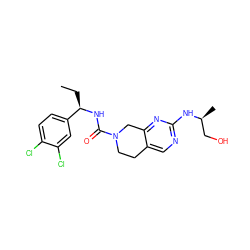 CC[C@@H](NC(=O)N1CCc2cnc(N[C@@H](C)CO)nc2C1)c1ccc(Cl)c(Cl)c1 ZINC000169329976