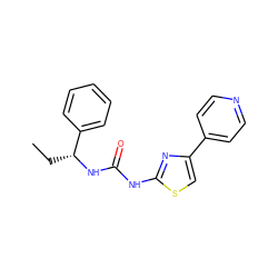 CC[C@@H](NC(=O)Nc1nc(-c2ccncc2)cs1)c1ccccc1 ZINC000166009595