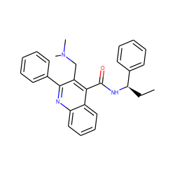 CC[C@@H](NC(=O)c1c(CN(C)C)c(-c2ccccc2)nc2ccccc12)c1ccccc1 ZINC000026005874