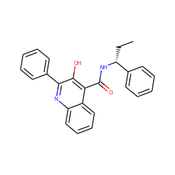 CC[C@@H](NC(=O)c1c(O)c(-c2ccccc2)nc2ccccc12)c1ccccc1 ZINC000005932901