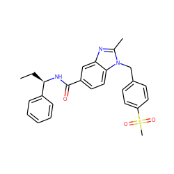 CC[C@@H](NC(=O)c1ccc2c(c1)nc(C)n2Cc1ccc(S(C)(=O)=O)cc1)c1ccccc1 ZINC000072181680