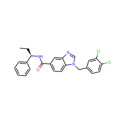 CC[C@@H](NC(=O)c1ccc2c(c1)ncn2Cc1ccc(Cl)c(Cl)c1)c1ccccc1 ZINC000072181187