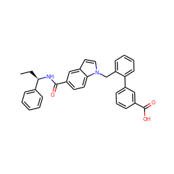 CC[C@@H](NC(=O)c1ccc2c(ccn2Cc2ccccc2-c2cccc(C(=O)O)c2)c1)c1ccccc1 ZINC000198621383