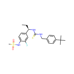 CC[C@@H](NC(=S)NCc1ccc(C(C)(C)C)cc1)c1ccc(NS(C)(=O)=O)c(F)c1 ZINC000014973353