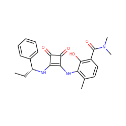 CC[C@@H](Nc1c(Nc2c(C)ccc(C(=O)N(C)C)c2O)c(=O)c1=O)c1ccccc1 ZINC000101278119