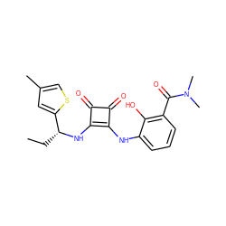 CC[C@@H](Nc1c(Nc2cccc(C(=O)N(C)C)c2O)c(=O)c1=O)c1cc(C)cs1 ZINC000101127876