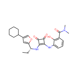 CC[C@@H](Nc1c(Nc2cccc(C(=O)N(C)C)c2O)c(=O)c1=O)c1cc(C2CCCCC2)co1 ZINC000101115769