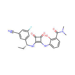 CC[C@@H](Nc1c(Nc2cccc(C(=O)N(C)C)c2O)c(=O)c1=O)c1cc(F)cc(C#N)c1 ZINC000101162839