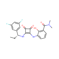 CC[C@@H](Nc1c(Nc2cccc(C(=O)N(C)C)c2O)c(=O)c1=O)c1cc(F)cc(F)c1 ZINC000101135416