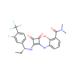 CC[C@@H](Nc1c(Nc2cccc(C(=O)N(C)C)c2O)c(=O)c1=O)c1ccc(C(F)(F)F)c(F)c1 ZINC000101133450