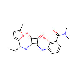 CC[C@@H](Nc1c(Nc2cccc(C(=O)N(C)C)c2O)c(=O)c1=O)c1ccc(C)o1 ZINC000100033051