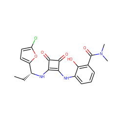 CC[C@@H](Nc1c(Nc2cccc(C(=O)N(C)C)c2O)c(=O)c1=O)c1ccc(Cl)o1 ZINC000101129423